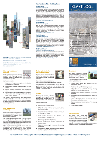 Blast Log services leaflet